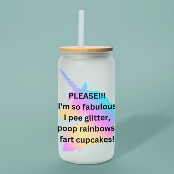 I'm So Fabulous I Pee Glitter, Poop Rainbows, Fart Cupcakes, Unicorn Tumbler, 16 - Picture 4 of 5